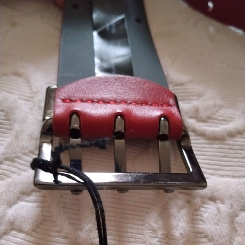 Hugo Boss women's leather belt new, triple buckle, size 90, red