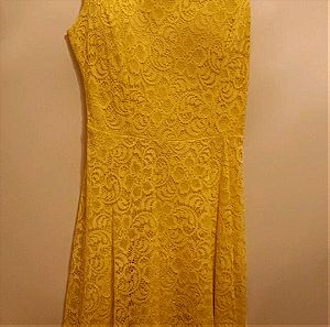Κίτρινο δαντελενιο φόρεμα εξωπλατο