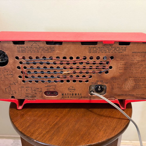 National DU-356 vintage radio used, made in Japan, red