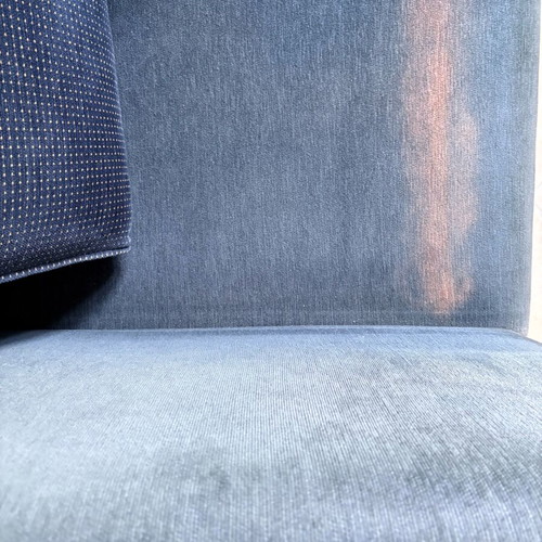 Two dark blue used two-seater sofas set