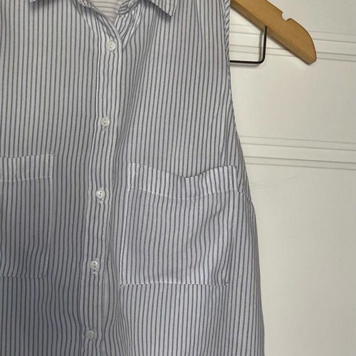 Stradivarius striped summer shirt XS used, white and turquoise