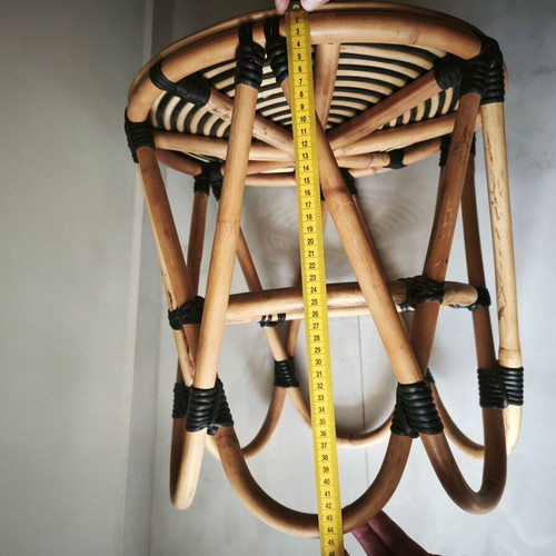 Bamboo stool like new, brown with black details