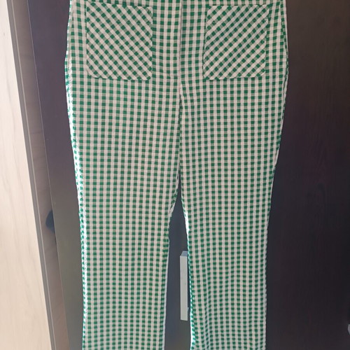 Mango green and white gingham pants like new, size S