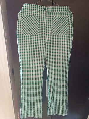 Mango green and white gingham pants like new, size S