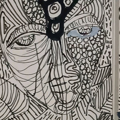 Psychedelic painting used with silver frame
