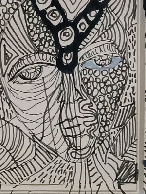 Psychedelic painting used with silver frame