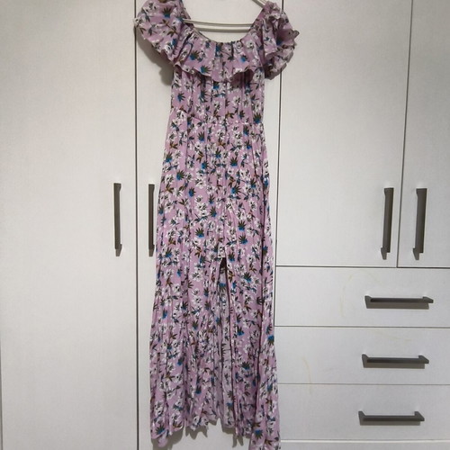 Summer floral dress like new, pink, with slit