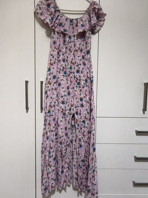 Summer floral dress like new, pink, with slit
