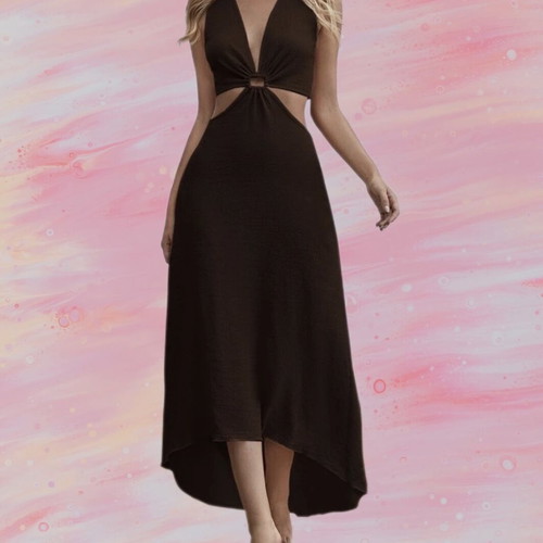 Shein brown cut out dress with ring detail