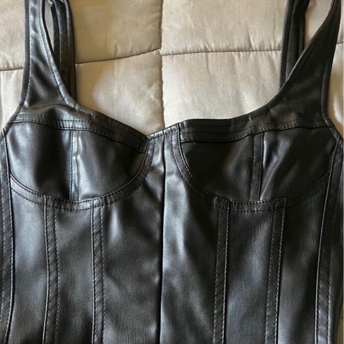 Pull & Bear elastic leather-look dress like new, black XS
