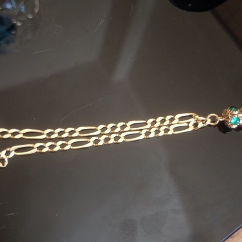 Hand Chain 14k Gold Unisex Used with Decorative Lantern and Colored Stones