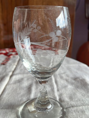 Alcohol glasses new, set of 24, potassium glass, engraved