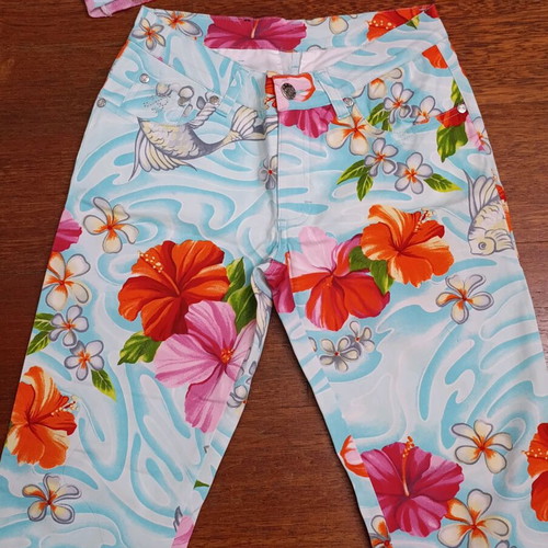 Blumarine Koi Fish set like new, blue, pants XS, blouse S