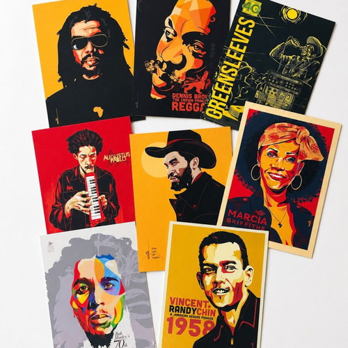 Reggae Art Postcards set of 8, 13×18 cm, new