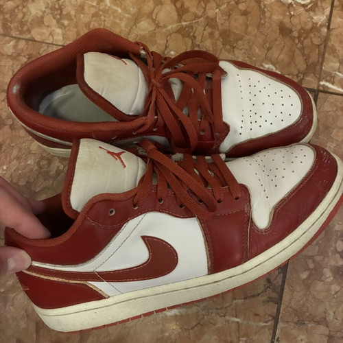 Nike Air Jordan 1 Low sneakers used, red and white, size 44 men