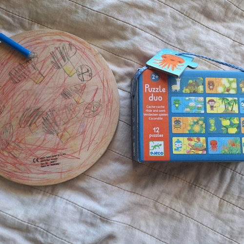 Magnetic train board Haba and Djeco puzzle used, pack