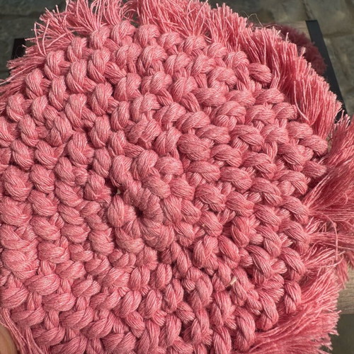 Set of 4 handmade pink boho/macrame style coasters new