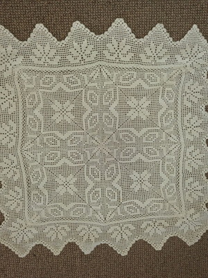 Handmade white square tablecloth 53×53cm
