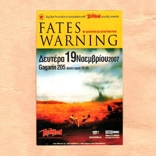 FATES WARNING promo flyer concert 19.11.2007 GAGARIN 205 like new