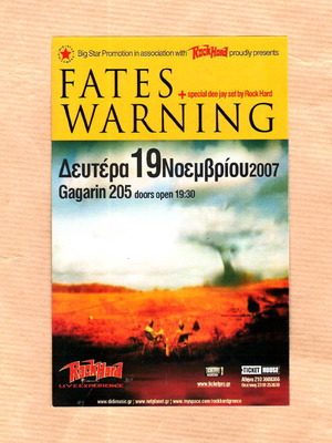 FATES WARNING promo flyer concert 19.11.2007 GAGARIN 205 like new