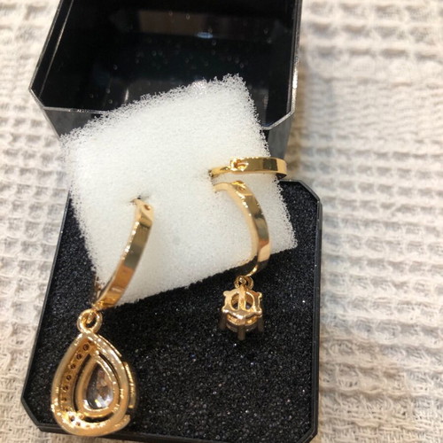 Triple hoop earrings with zirconia new, waterproof