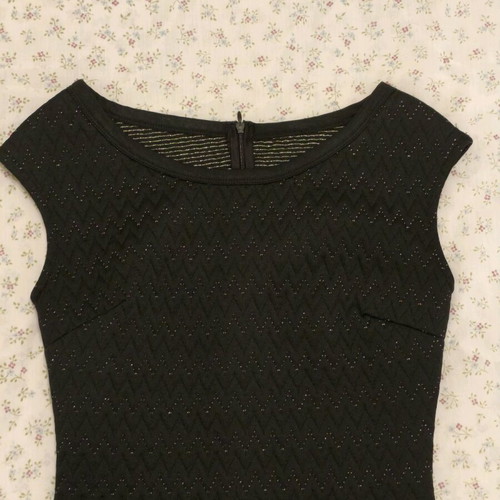 On Line black dress with sparkles like new, zig zag pattern, size S