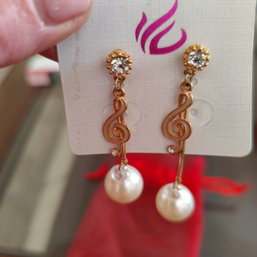Treble clef earrings and necklace new