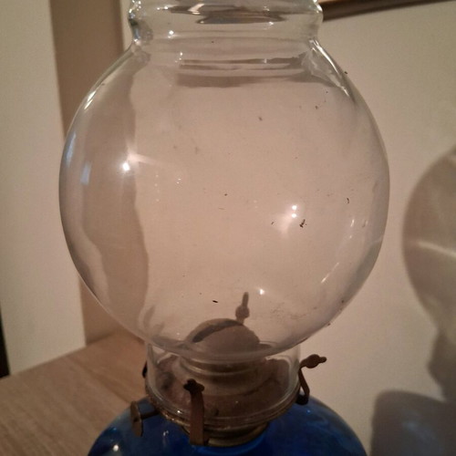 Glass oil lamp like new, height 35cm