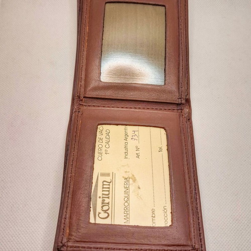 Men's leather wallet made of Argentinian leather, brown, new