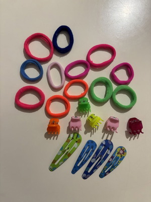 Set of hair ties, clips and barrettes new