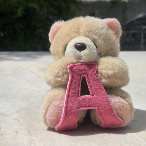 Hallmark Forever Friends plush teddy bear with pink letter A like new
