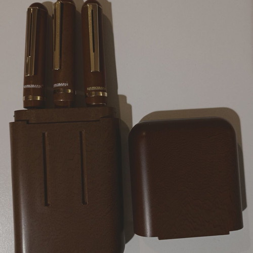 Marksman pen, fountain pen and mechanical pencil set used in case