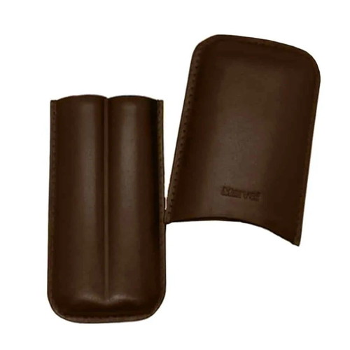 Marvel leather double cigar case, dark brown