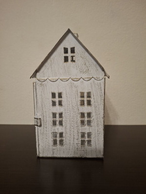 Decorative metal house candle holder like new