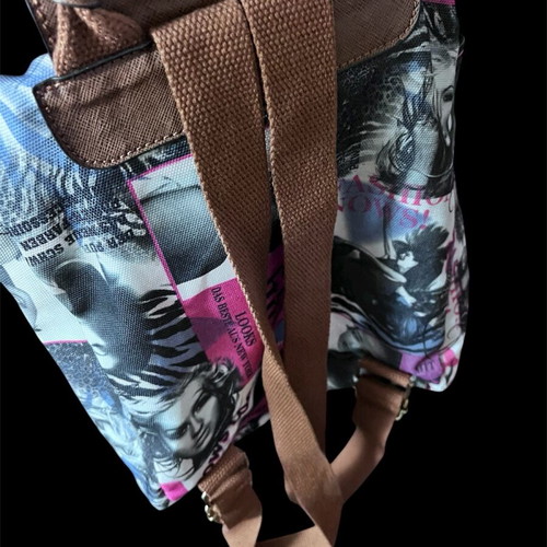 Backpack bag like new, multicolor denim fabric