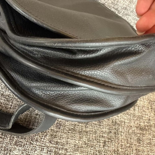 Longchamp vintage leather backpack used, black