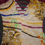 Silk blouse size S like new, colorful with bead decoration