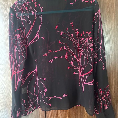 Fenn Wright Manson Silk Shirt Black with Fuchsia Size 38 M Like New