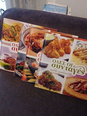 Hardcover cookbooks with recipes from around the world, like new, set of 4