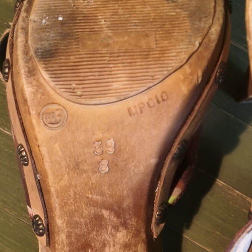 Spanish wooden clogs used, size 39, brown, 10cm heel, Sandisol