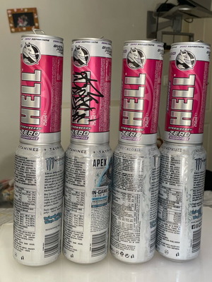Hell and Monster empty cans used for collection