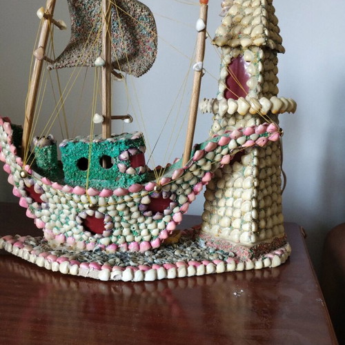 Handmade shell lamp used