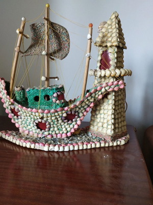 Handmade shell lamp used
