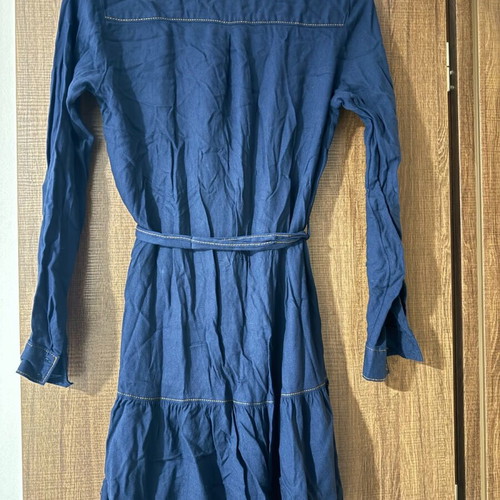 Blue cotton dress size M with flared hem like new