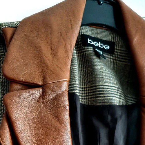Bebe Vest New With Genuine Leather Brown S-M