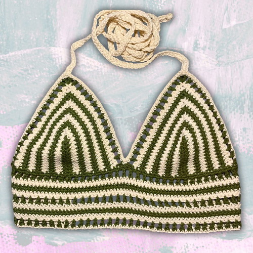 Handmade Top Bralette Olive Biscotti XS