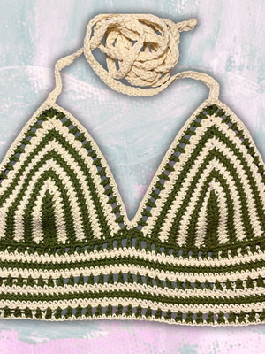 Handmade Top Bralette Olive Biscotti XS