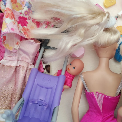 Barbie, Chelsea, Anlily dolls set with stroller and accessories