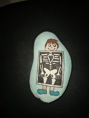 Painted stone with tempera and acrylic made to order