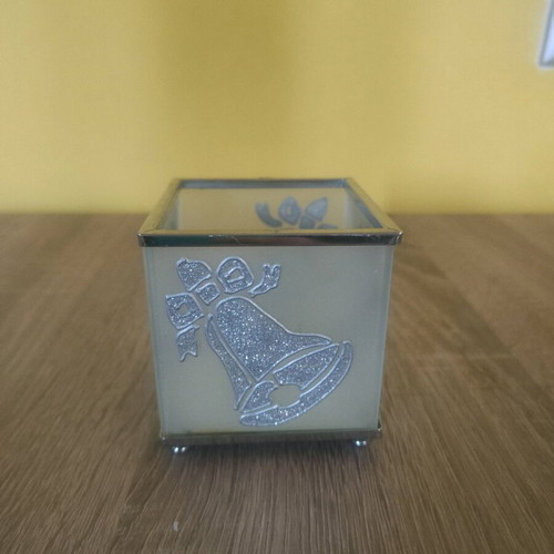 Christmas candle holder used Frosted Glass